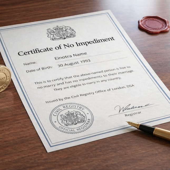 Certificate of No Impediment